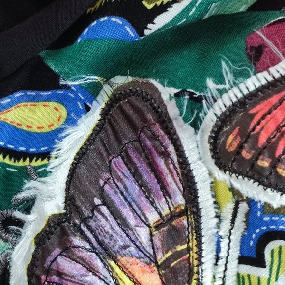 Desigual long sleeve blouse shirt black butterfly design women's size M - Picture 9 of 10